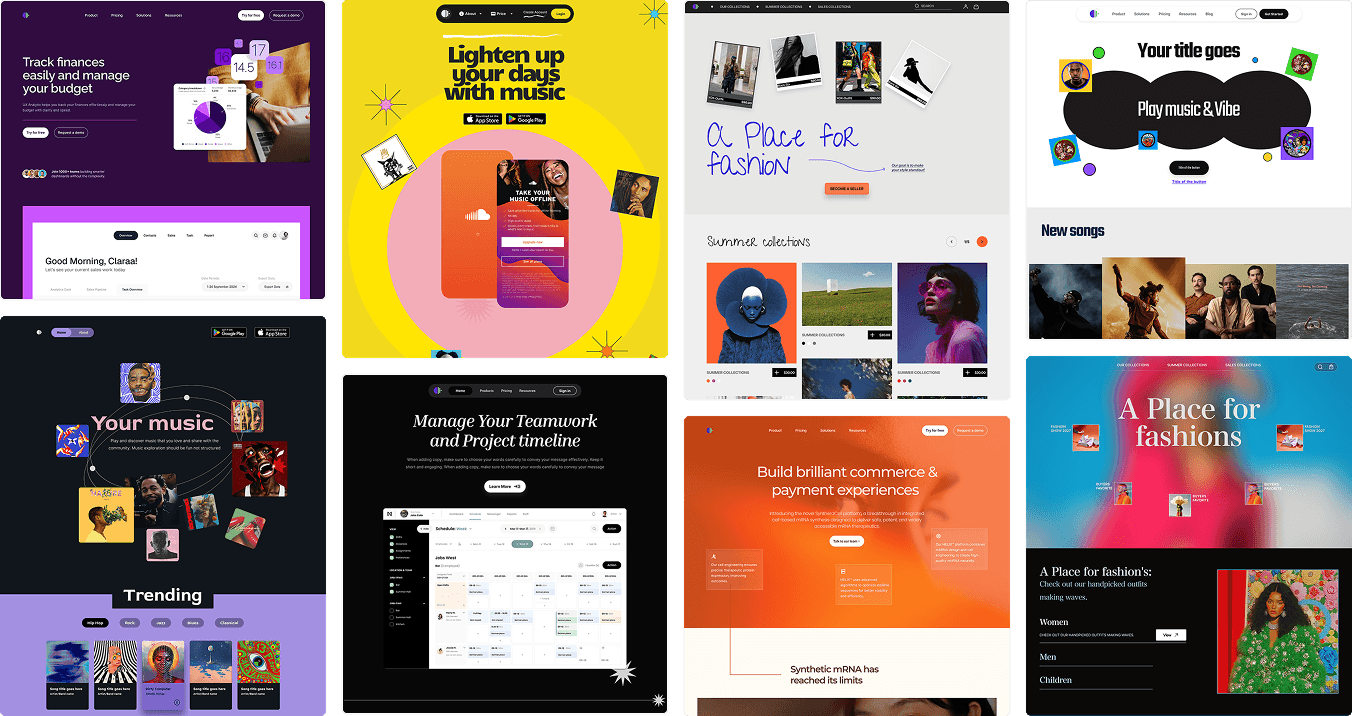 Homepage templates made with UX Analytic